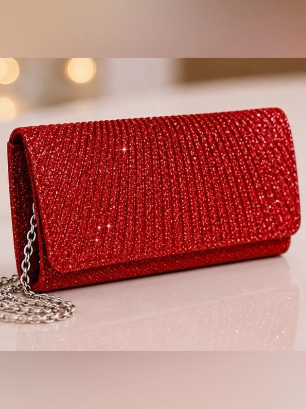Red Rhinestone Glam Clutch Bag ✨❤️ Evening Wedding Formal Purse - Picture 4 of 4